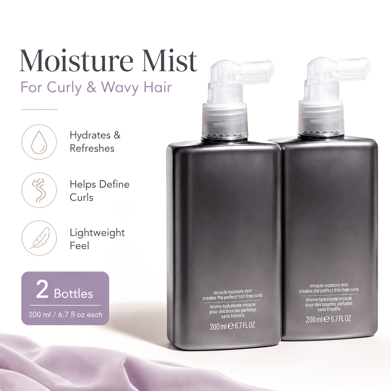 Hair Care Wavy Hair - Spray Idratante per Ricci, Nebulizzatore Leggero